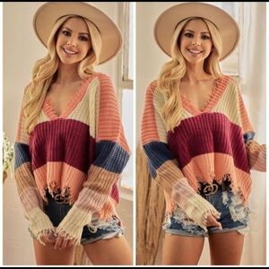 The Trouble Maker Distressed V-Neck--LAST ONE ☝️